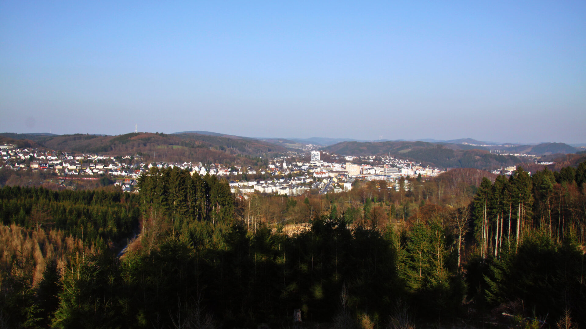 Blick über Wälder auf Gummersbach